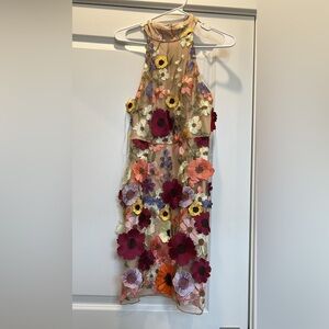 Entro Floral Embroidered Dress - Multicolor